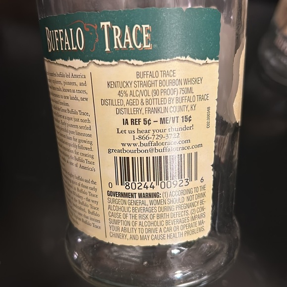 Buffalo Trace Empty 750 ML bottles - Picture 3 of 4
